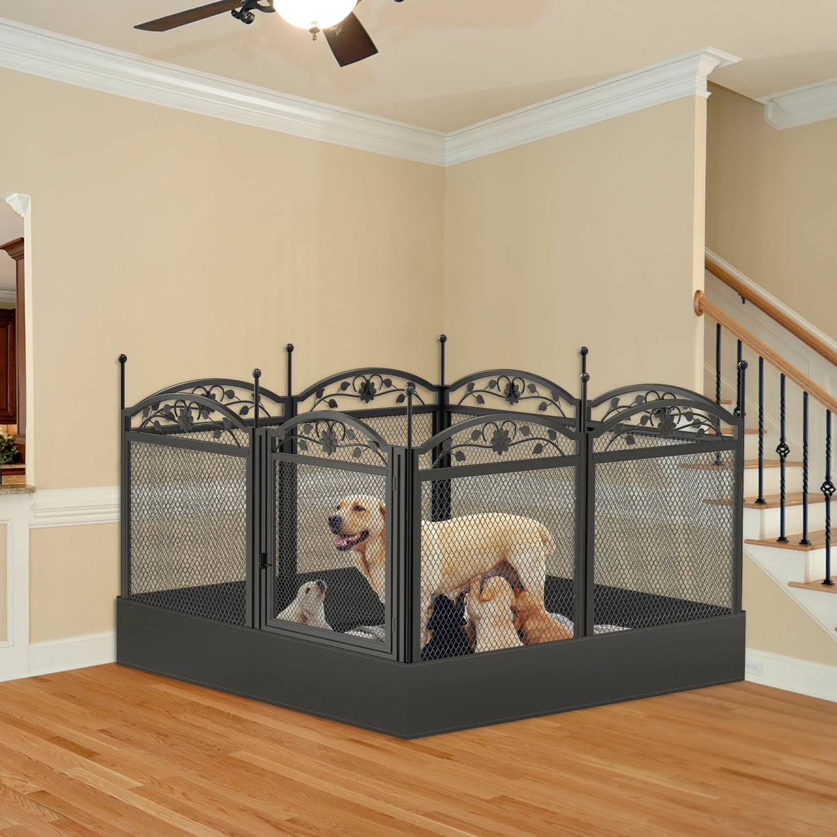 BINGOPAW 8-Panel Heavy Duty Dog Playpen With Waterproof Pad Whelping