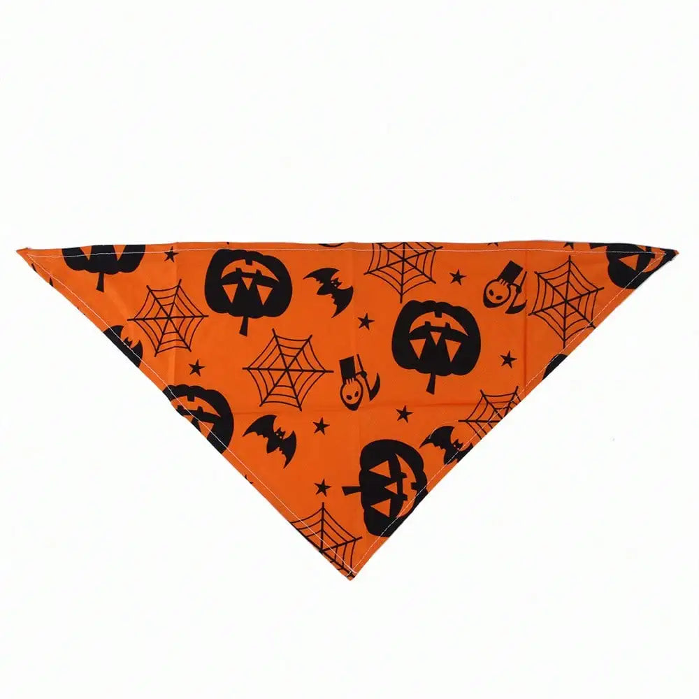 Halloween Pet Witch Hat Bandana Set Bat Pumpkin Print Adjustable Small Dogs Cats Holiday Cosplay Costume