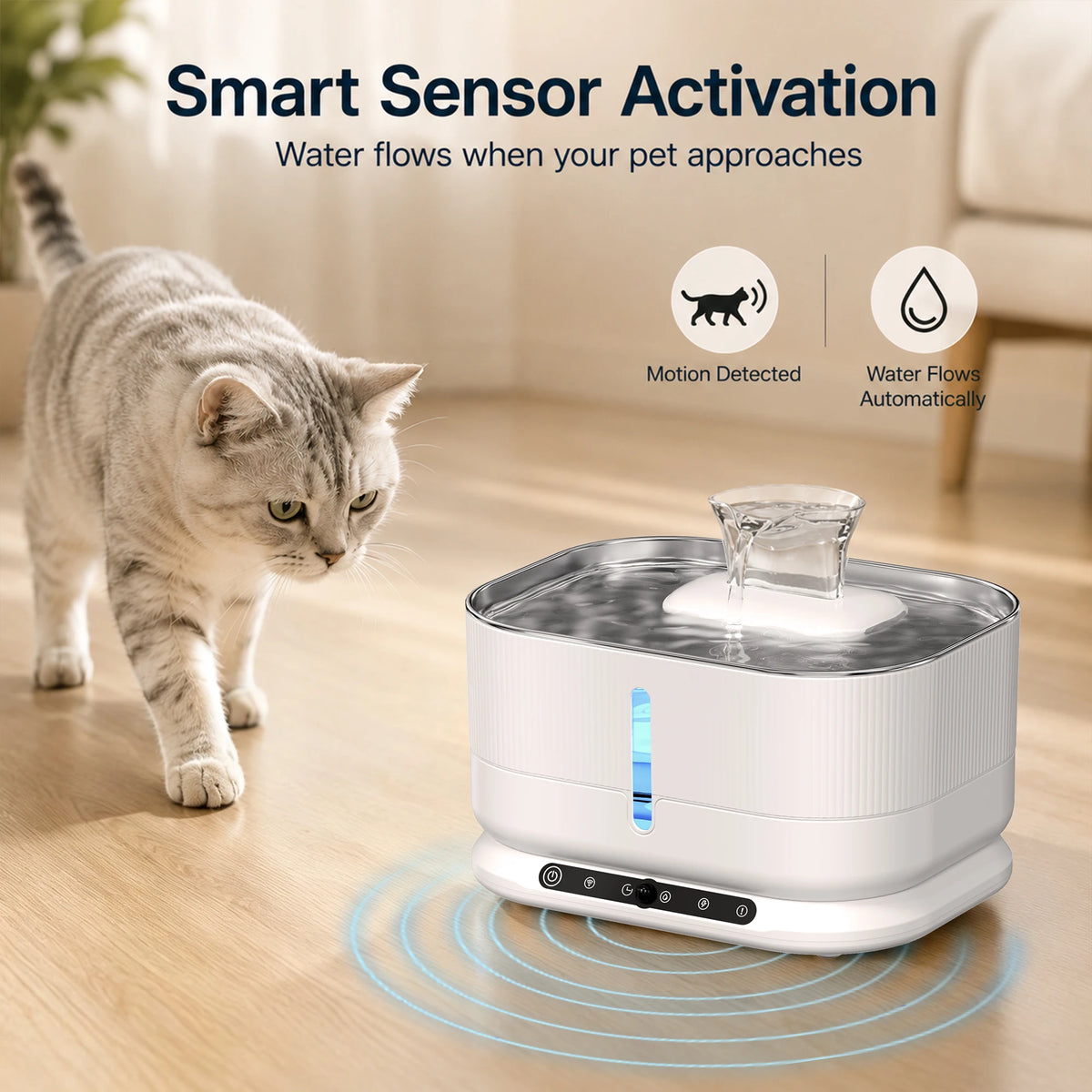 Cordless Rechargeable Automatic Cat Water Fountain For Pets
