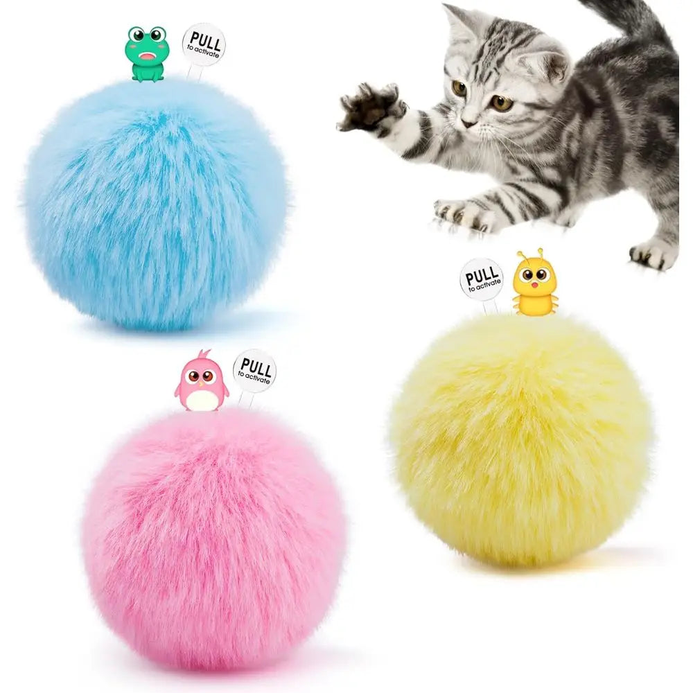 Chirping Cat Toys Balls with SilverVine Catnip, Upgraded, 3 Pack Interactive Cat Kicker, 3 Animal Sounds, Kitten Catnip Exercise