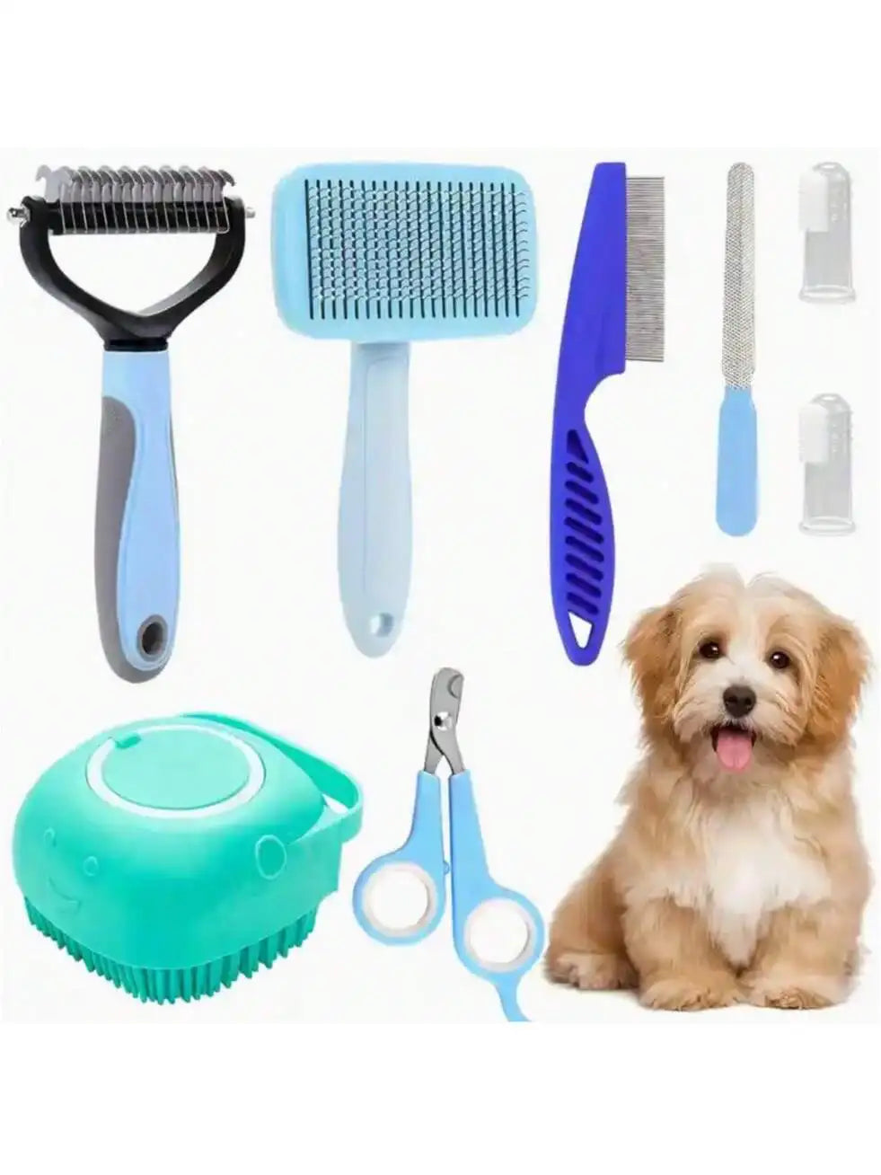 Complete Pet Grooming Kit With Nail Clippers And Brushes