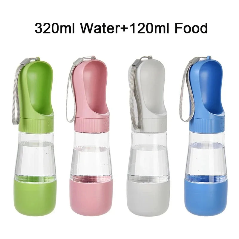 Portable Two In One Glass Pet Water Bottle And Feeder