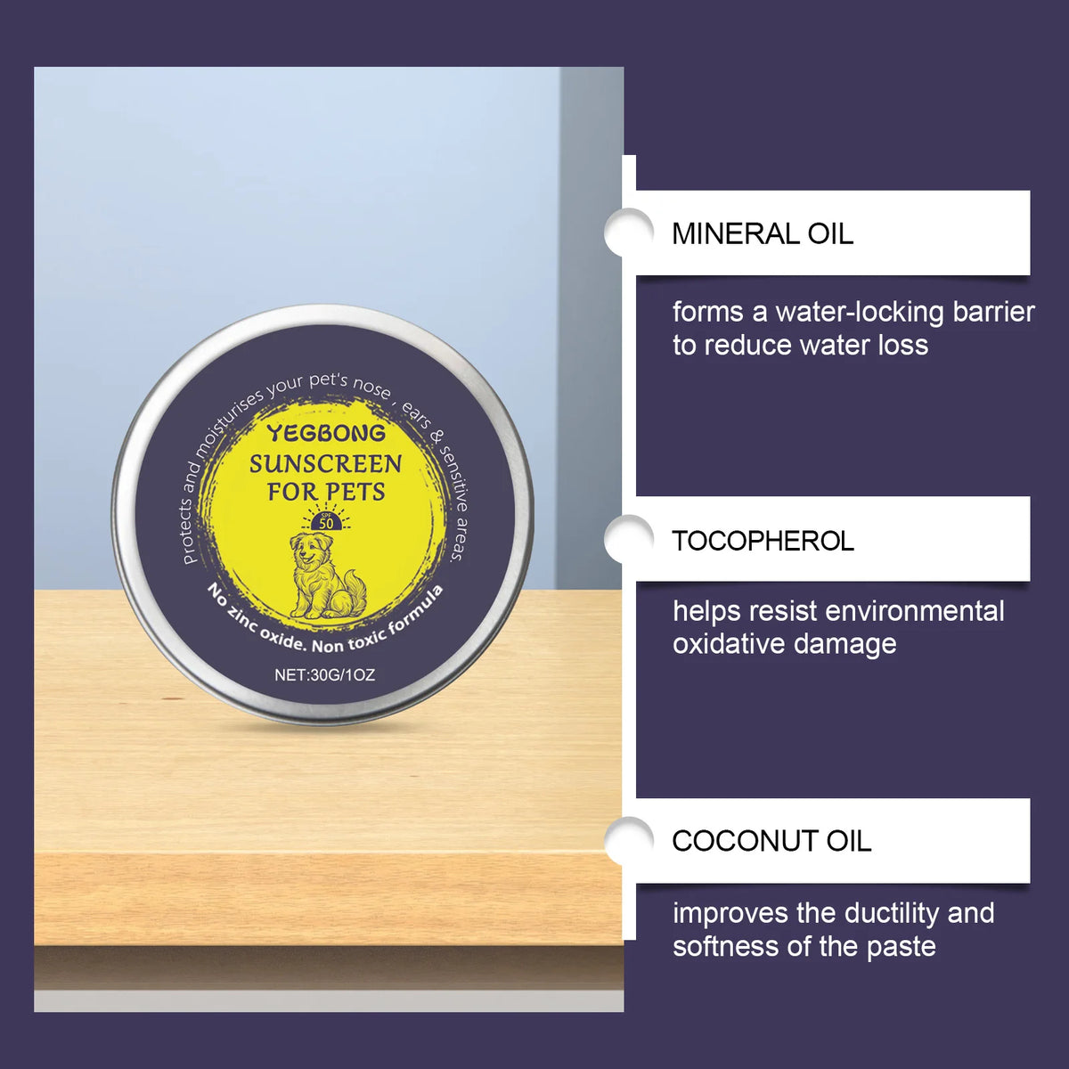 Pet Protective Balm for Cats and Dogs, Mild Solid Balm Soothes and Moisturizes Dry Pet Skin for Daily Care
