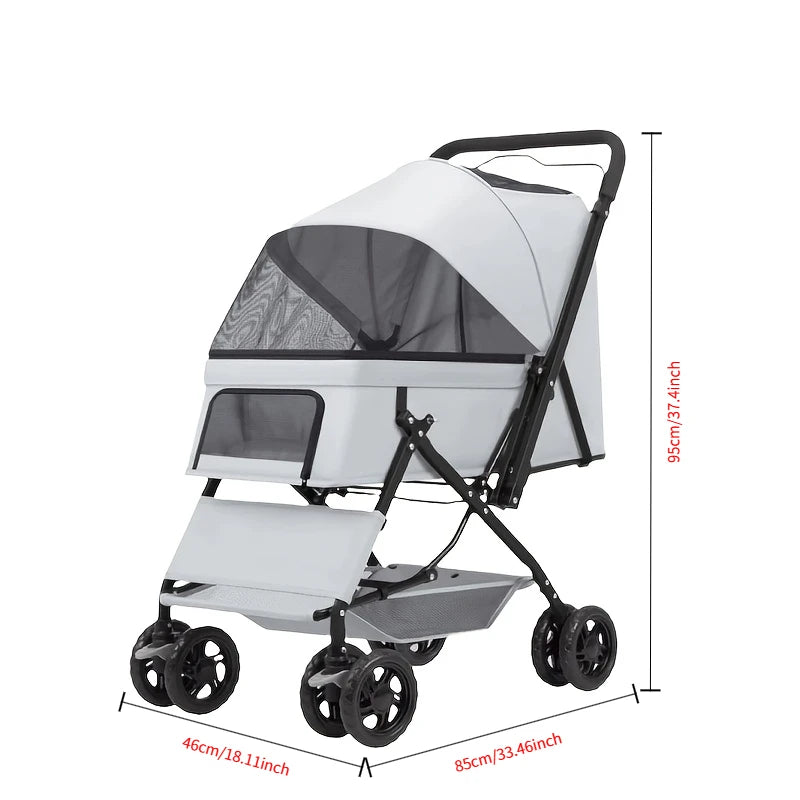 Premium Pet Stroller With Large Space For Small Dogs Cats