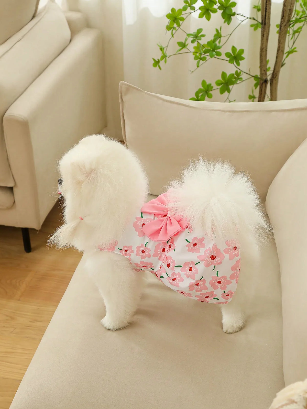 Strawberry Print Bow Dog Dress