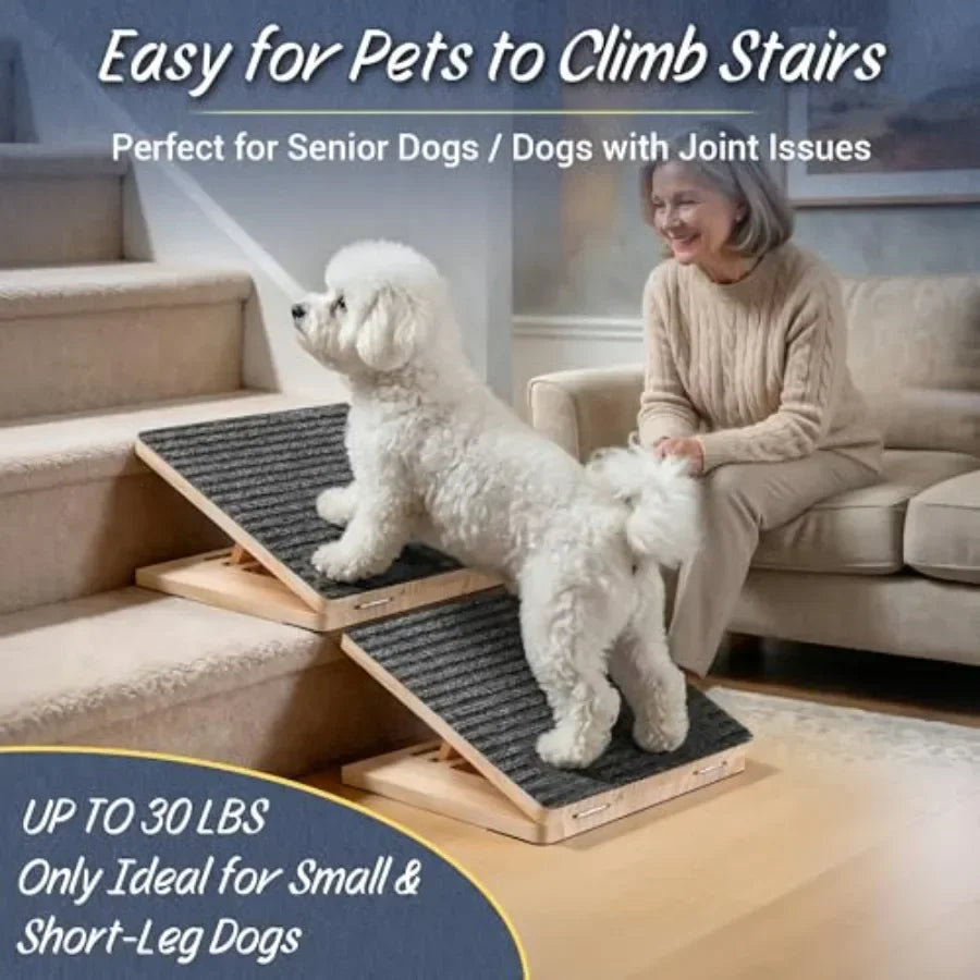 Adjustable Wooden Dog Ramp For Stairs Foldable Indoor