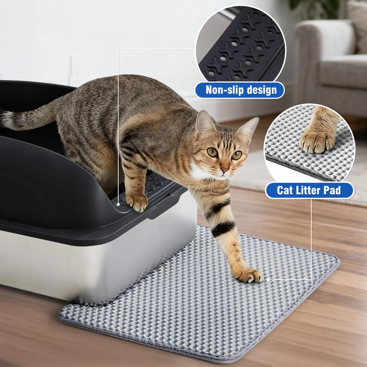 Stainless Steel Cat Litter Box With Lid And Mat Included