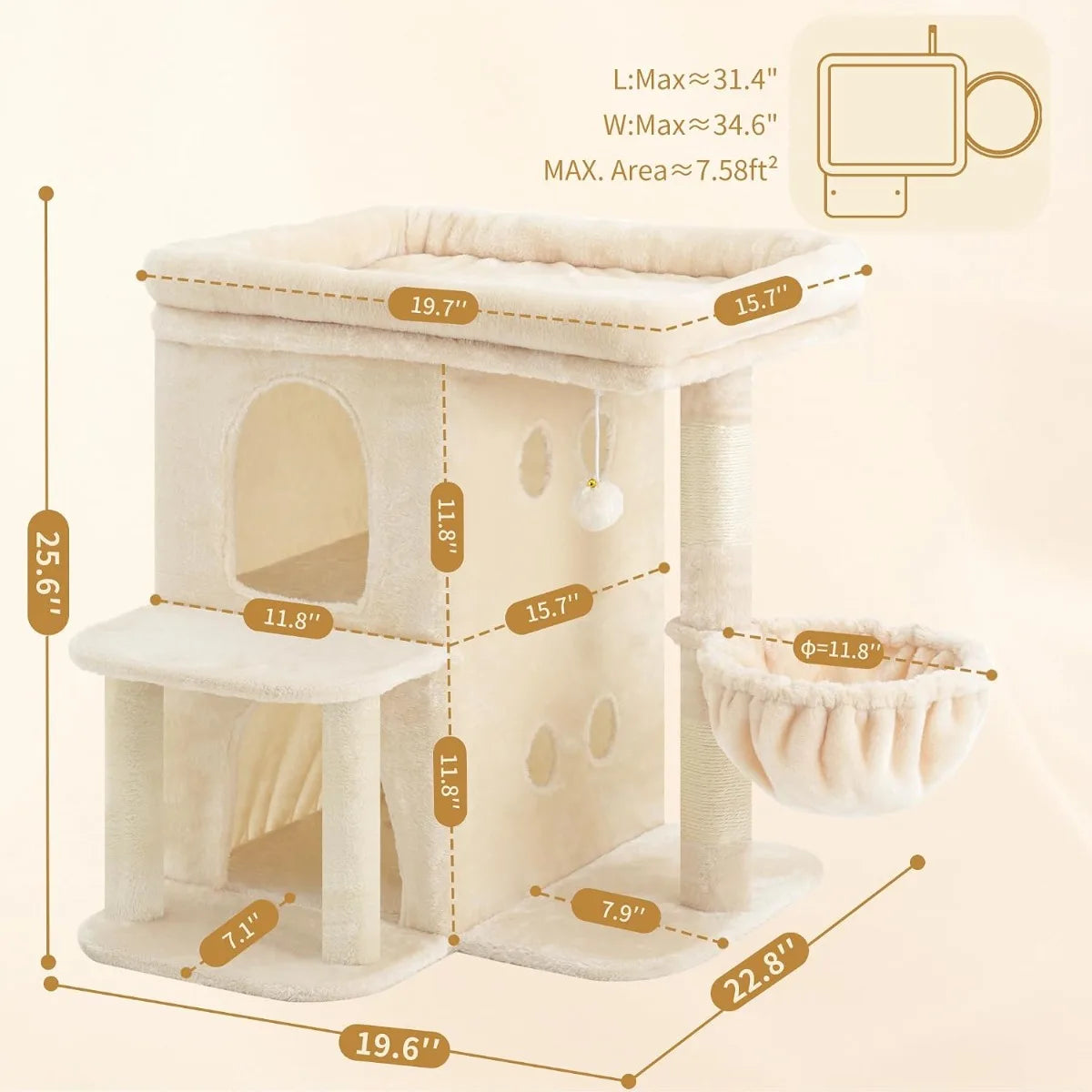 NBVCX Cat Tree For Large Cats With Dual Condos