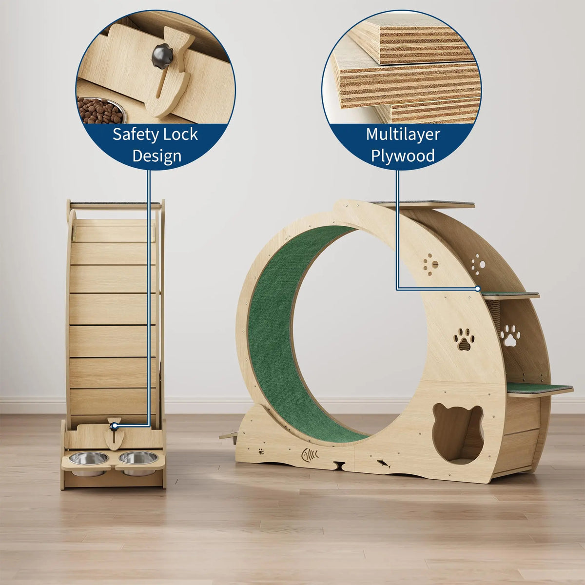 HiMiss 6 In 1 Cat Exercise Wheel With Integrated Scratcher