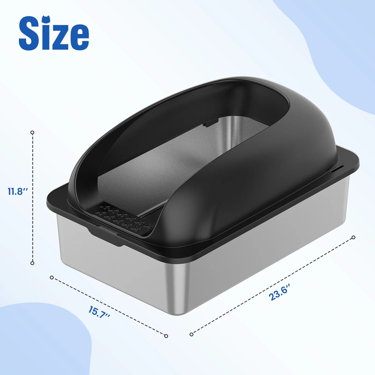Stainless Steel Cat Litter Box With Lid And Mat Included