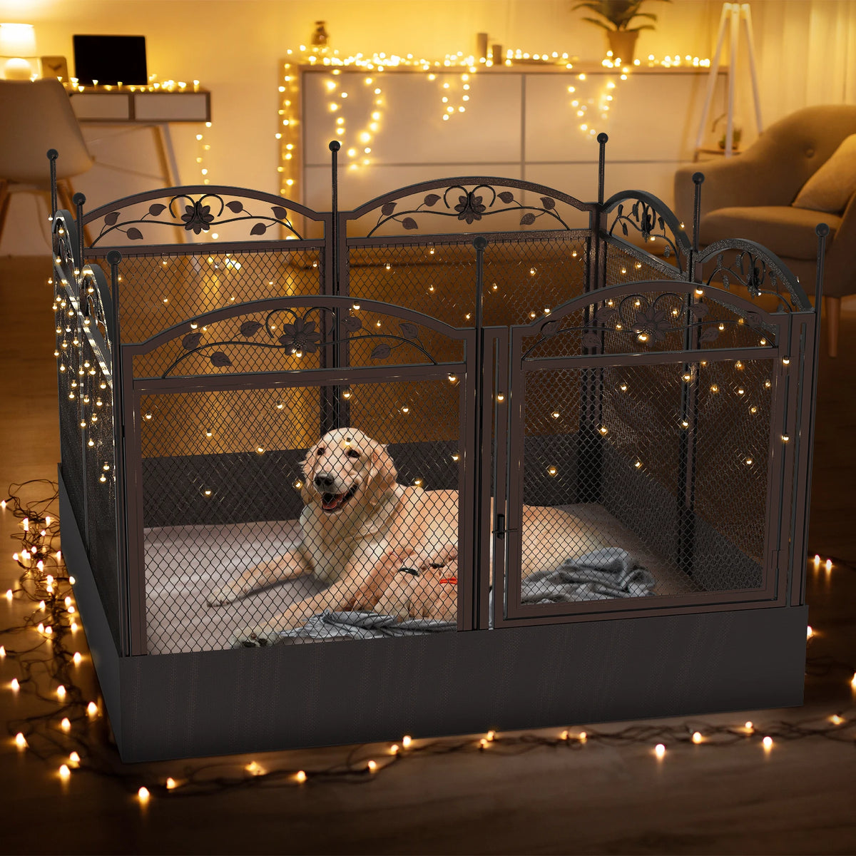 BINGOPAW Foldable Metal Dog Playpen With Whelping Mat And Gate
