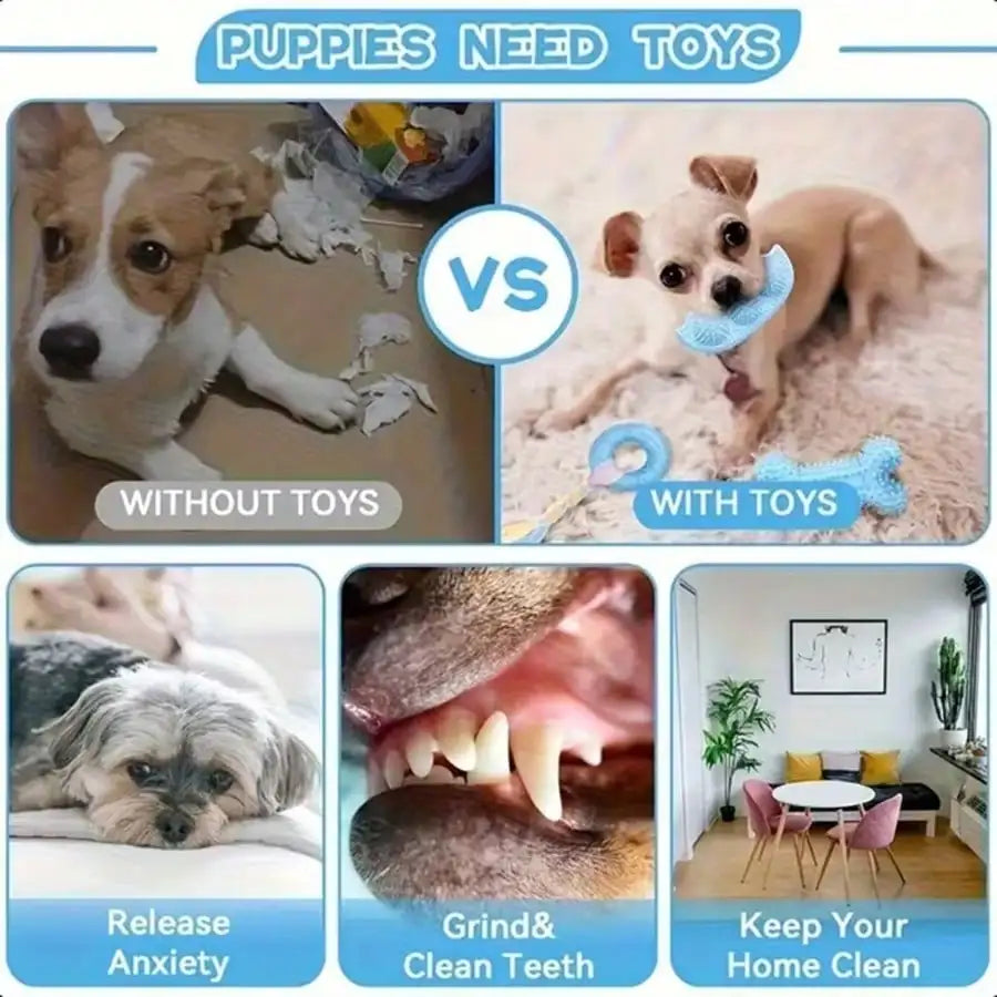 4/8pcs Pet Toy Set, Cute Blue Dog Chew Toys, Dog Rope Toys, Dog Ball Toys, Suitable For Dogs, Interactive Toys For Dogs