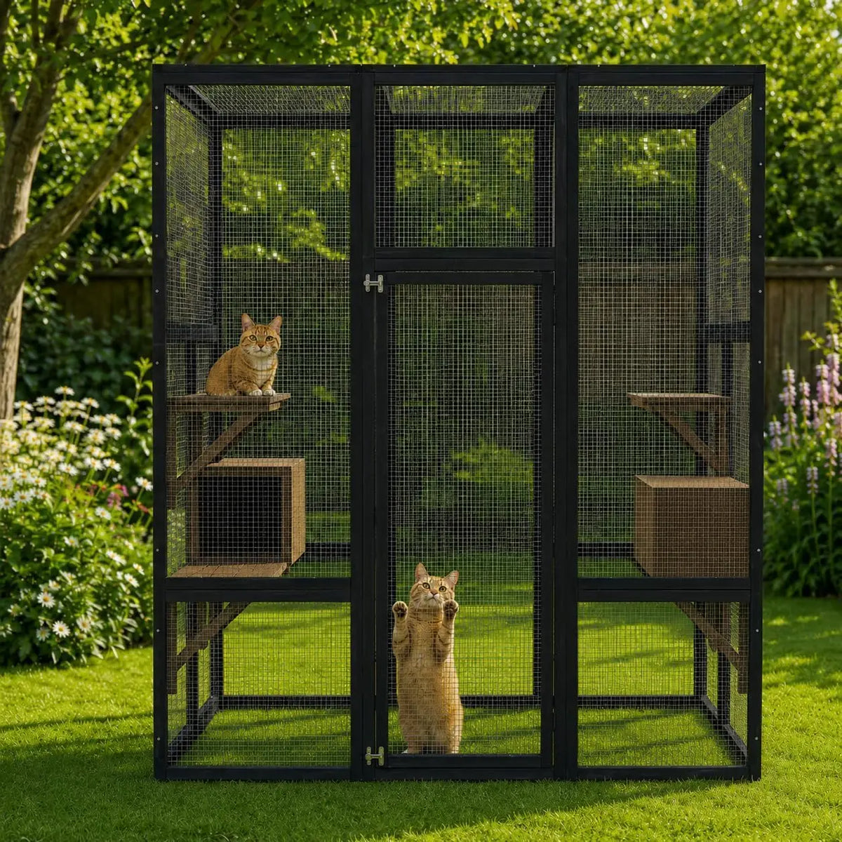 HiMISS Large Wooden Outdoor Catio With UV Roof