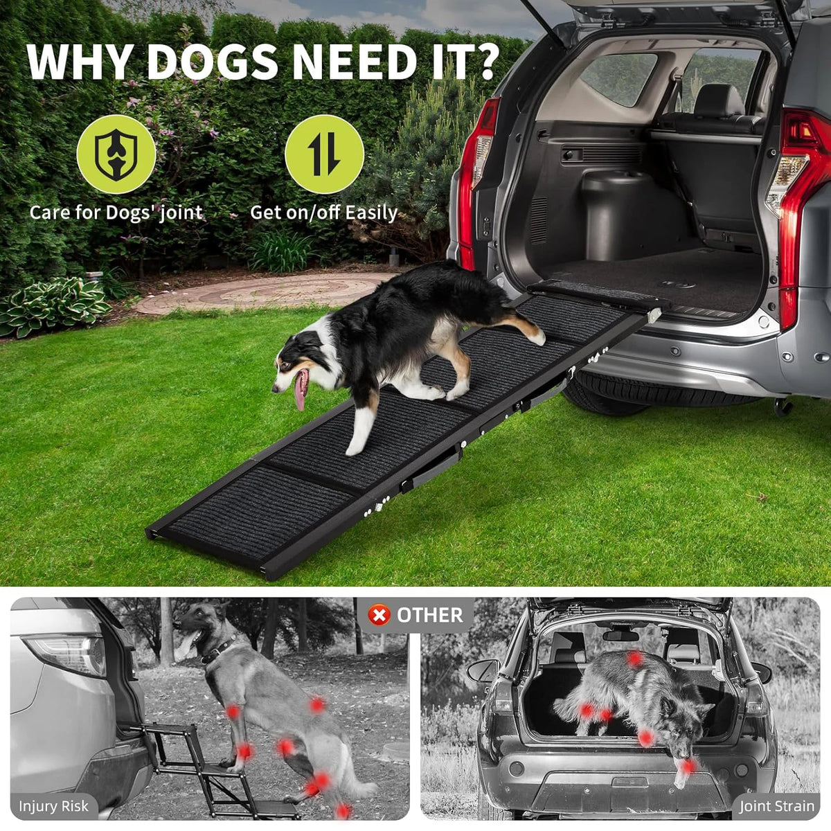 HiMISS Folding Car Dog Ramp With Nonslip Surface