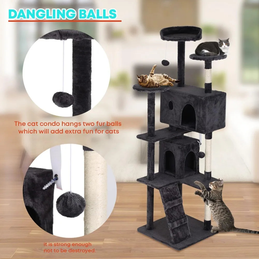 NBVCX Multilevel Cat Tree With Scratching Posts Condos And Toys