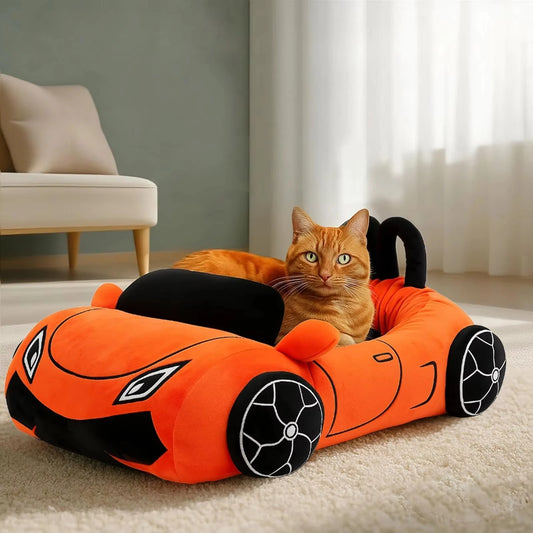 CWV Soft Cozy Coral Fleece Supercar Pet Bed With Pillow