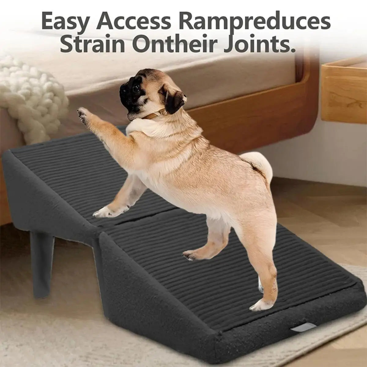 Foldable Wooden Dog Ramp And 2 In 1 Pet Steps