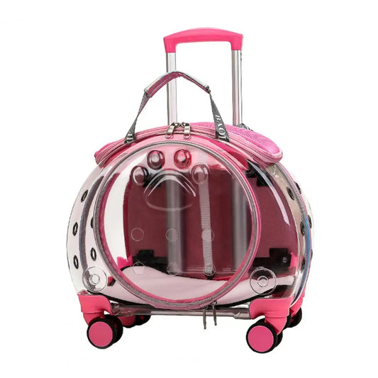 Pet Trolley Case, Clear Ventilation Holes Silent Wheels, Portable Cats Dogs Backpack Carrier for Outdoor Travel Use