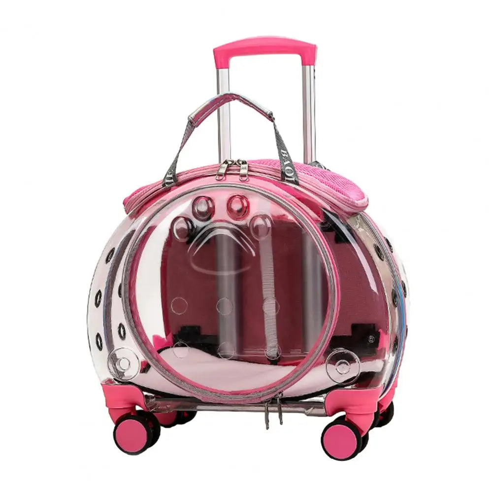 Pet Trolley Case, Clear Ventilation Holes Silent Wheels, Portable Cats Dogs Backpack Carrier for Outdoor Travel Use