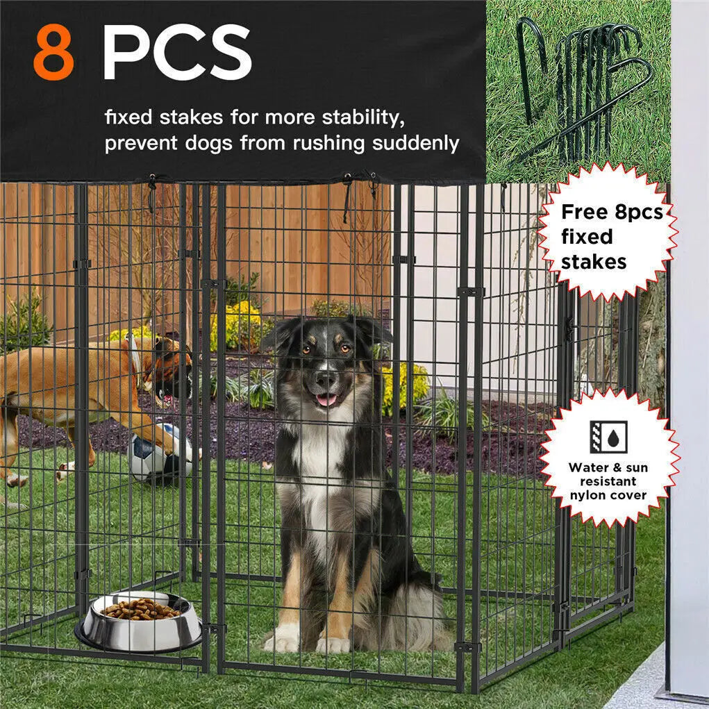 Outdoor Dog Cage Playpen Enclosure With Roof And Fence