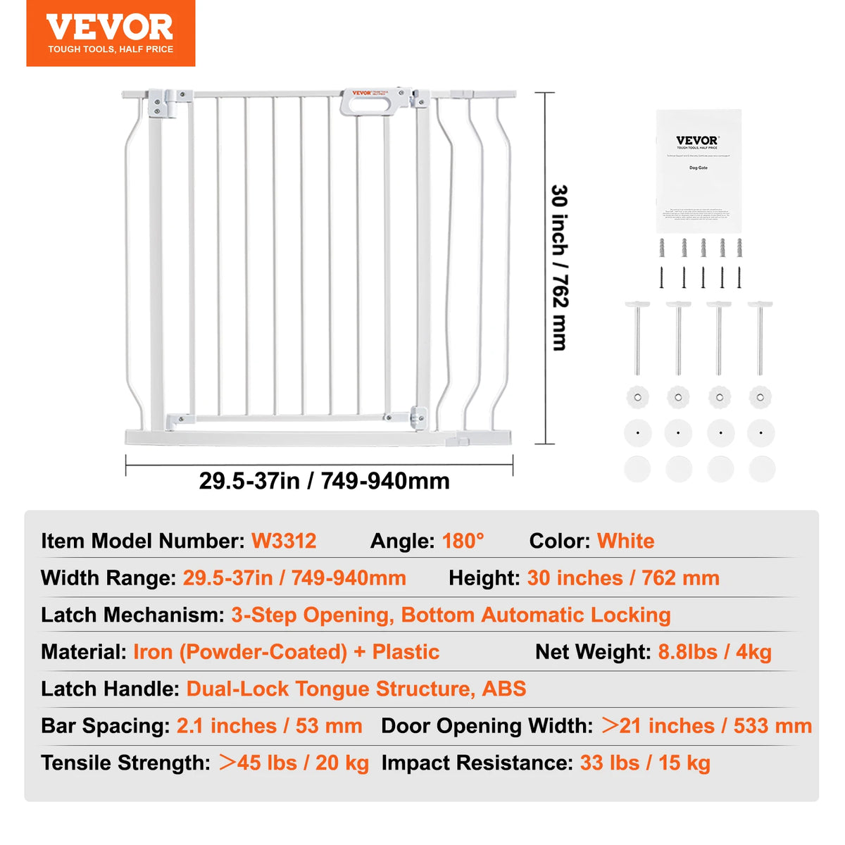 SucceBuy Stainless Steel Pressure Mount Baby And Pet Gate