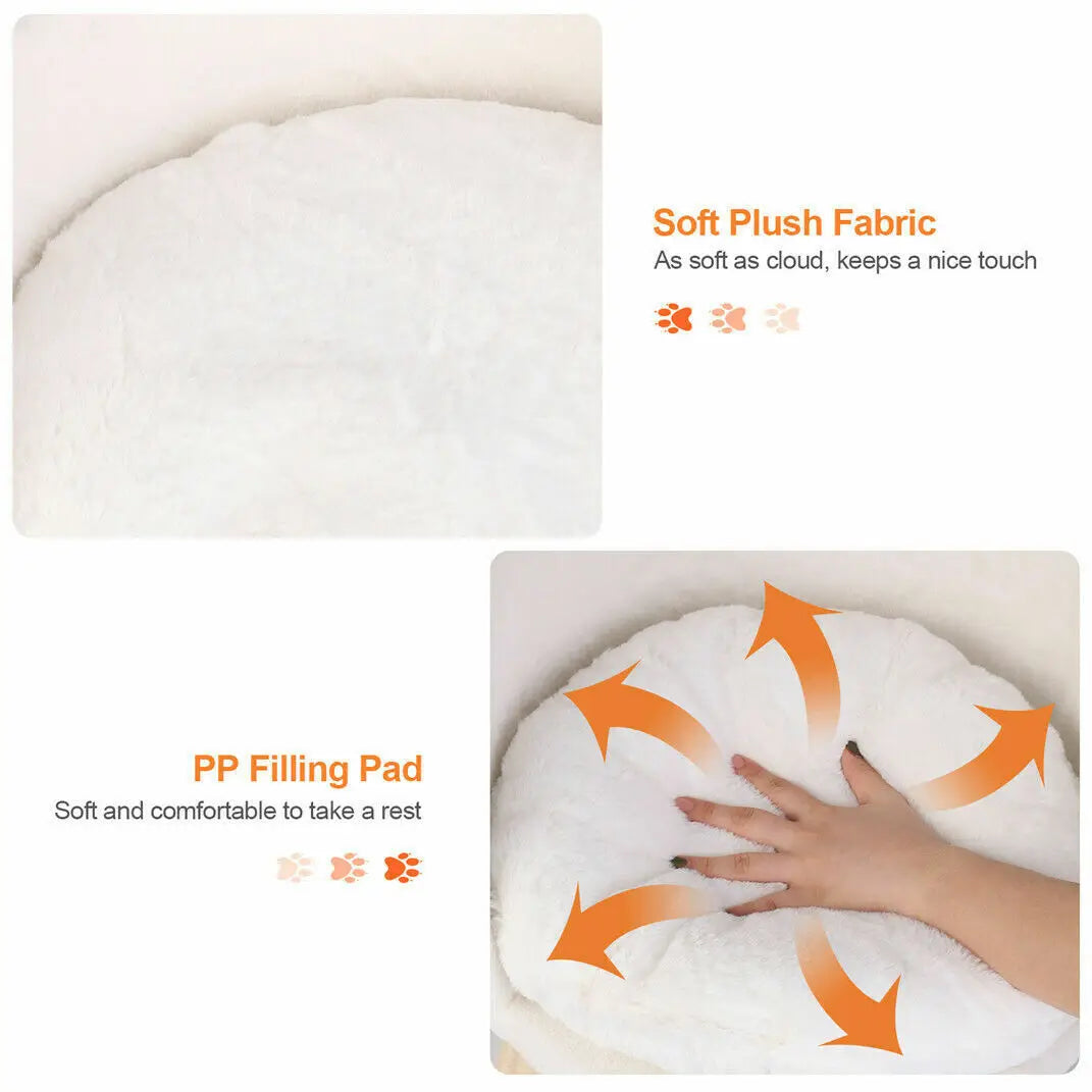 Soft Plush Cat Bed With Cushion And Wood Legs