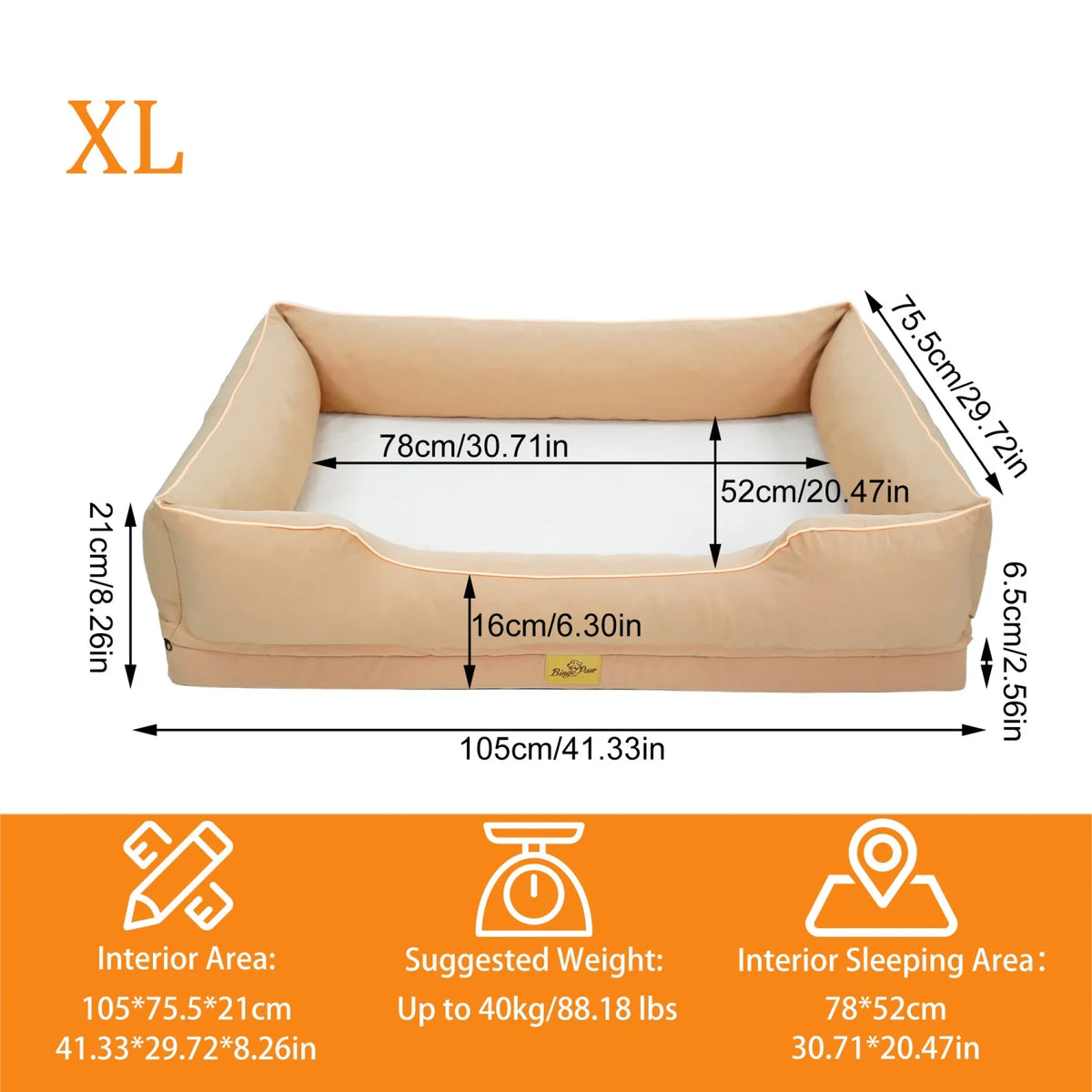 Bingopaw Orthopedic Dog Bed With Removable Waterproof Cover