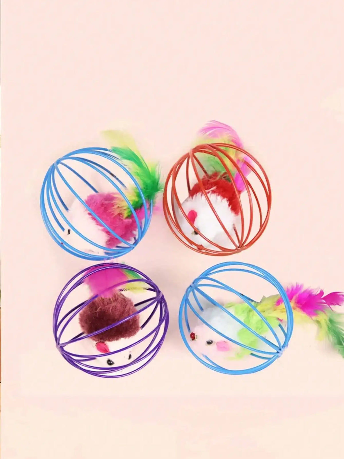 Interactive Fleece Cat Toy Set With Rolling Balls And Mice