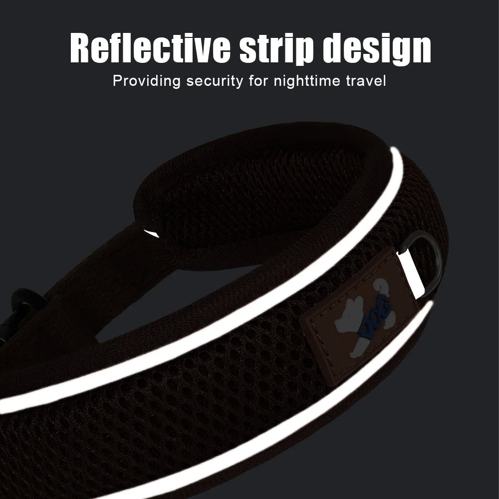Personalized Mesh Dog Collar Breathable Reflective With Engraving