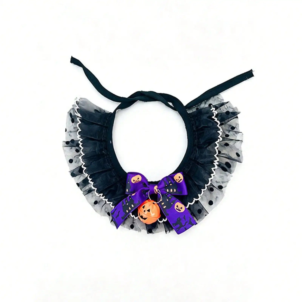Halloween Pet Costume Set, Cat Dog Witch Hat And Pumpkin Lace Saliva Towel Collar, Adjustable Cute Neck Scarf Bandana