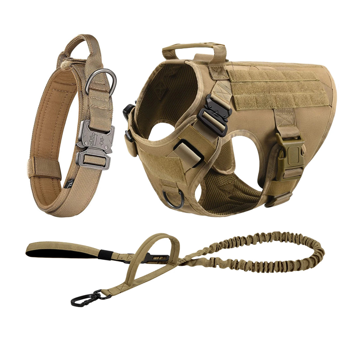 Tactical Nylon Dog Harness With Molle Pouches And Quick Release