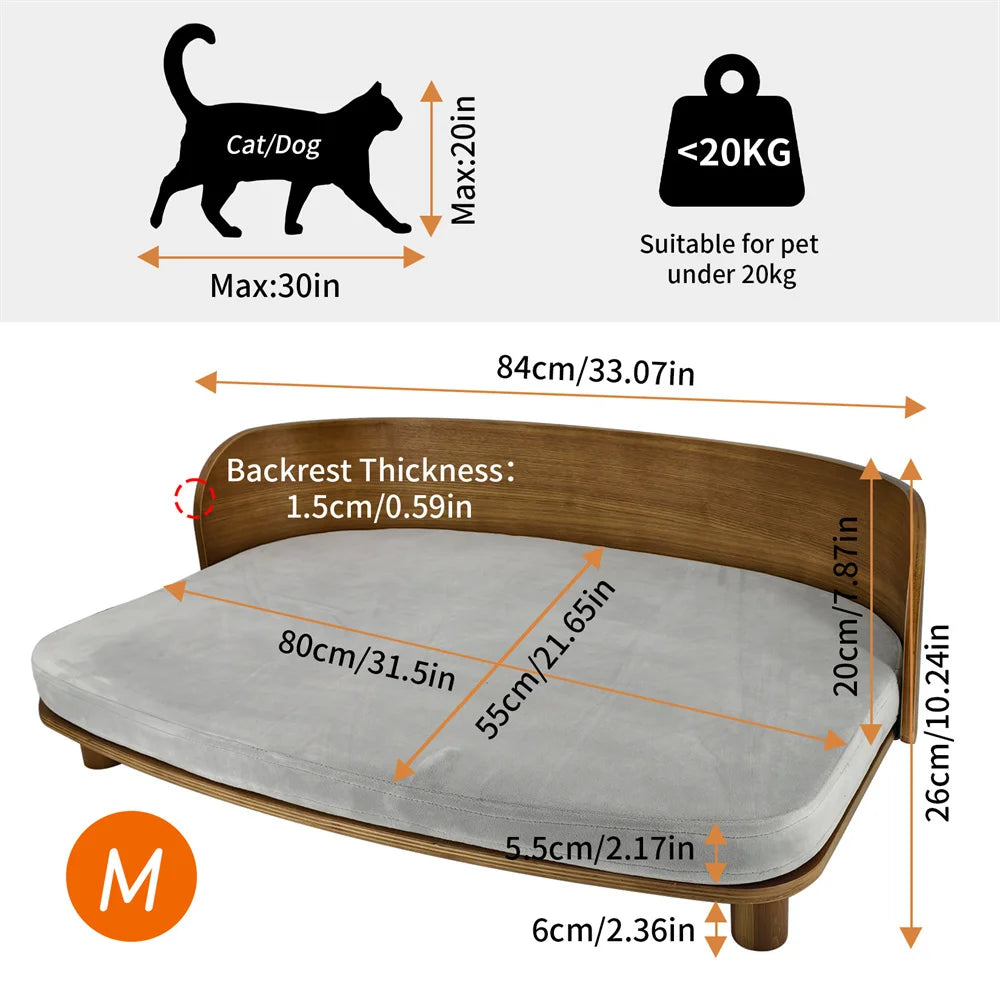 BORWART Elevated Wood Pet Sofa For Small Dogs And Cats
