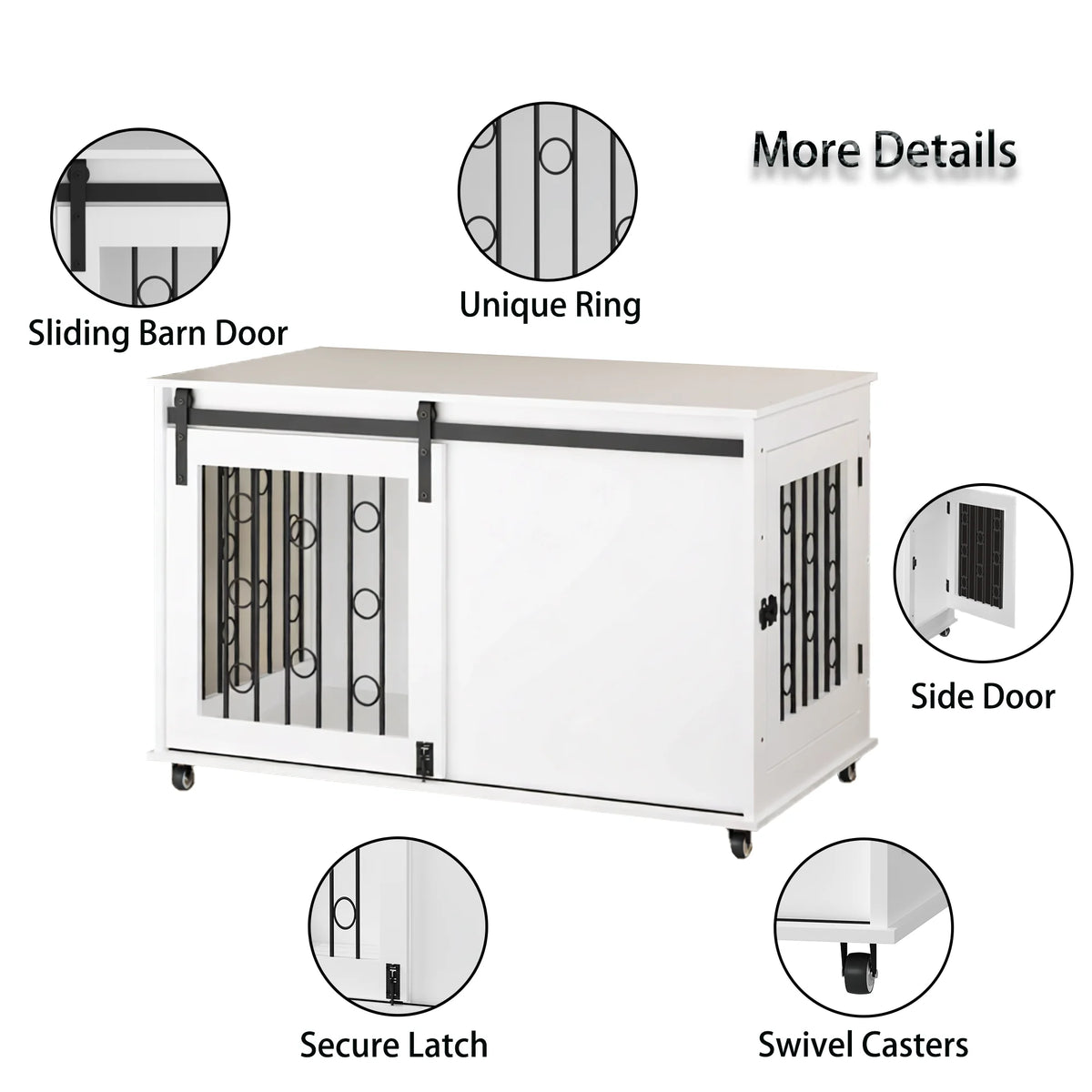 Modern Wooden Dog Crate Furniture End Table With Sliding Door