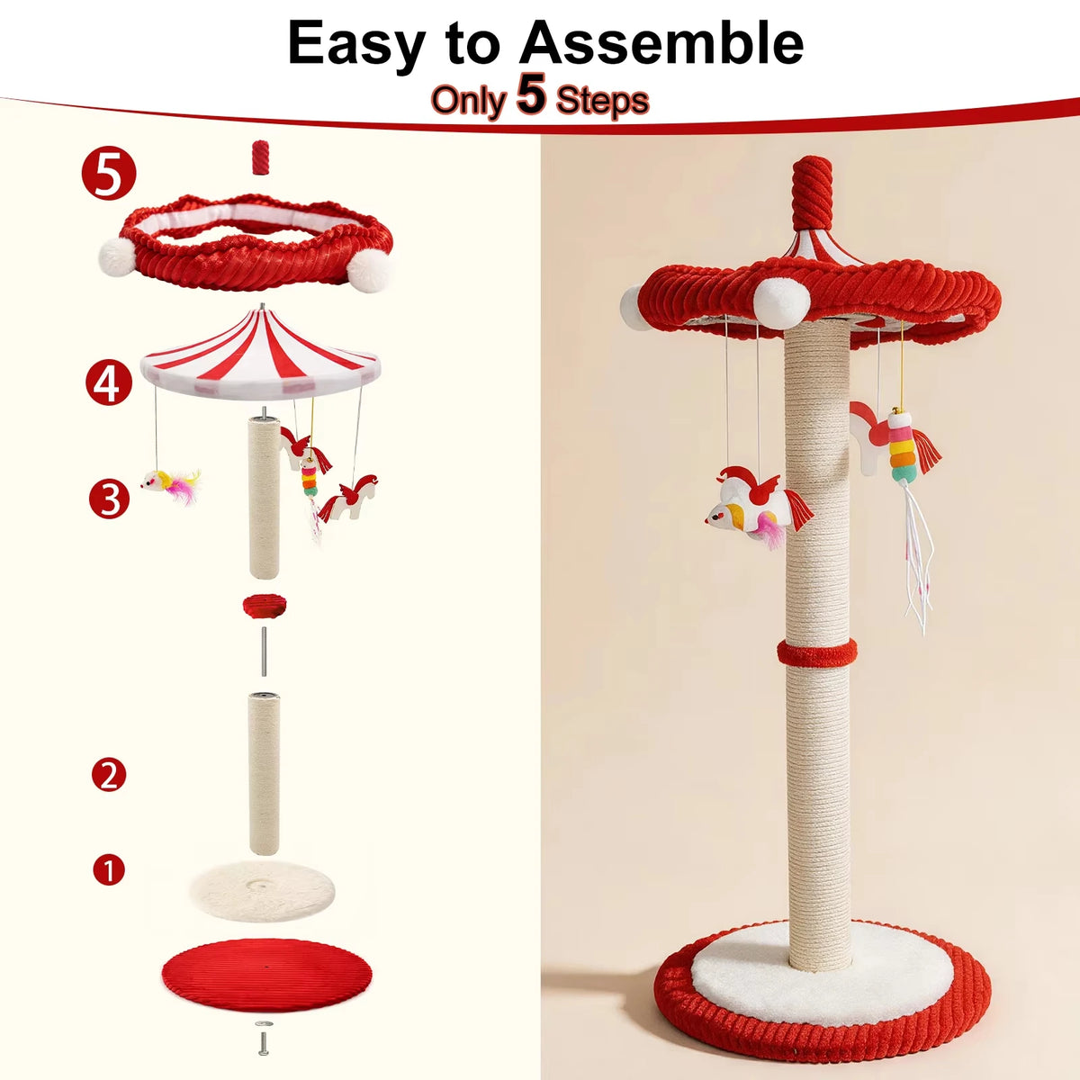 CWV CN Rotating Interactive Cat Scratching Post Sisal Tree