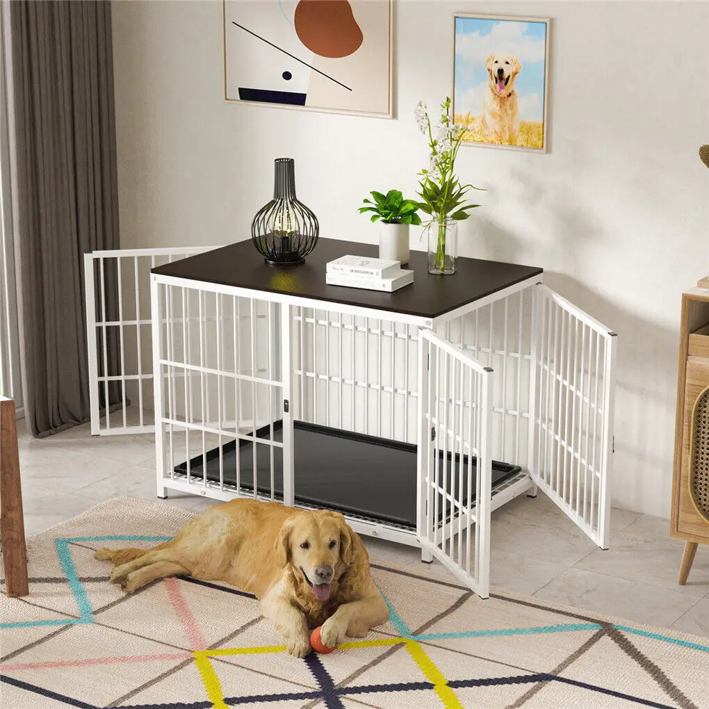 BINGOPAW Heavy Duty Dog Kennel End Table Cage With Doors