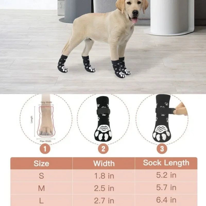 Adjustable Anti Slip Dog Socks For Indoor Paw Protection