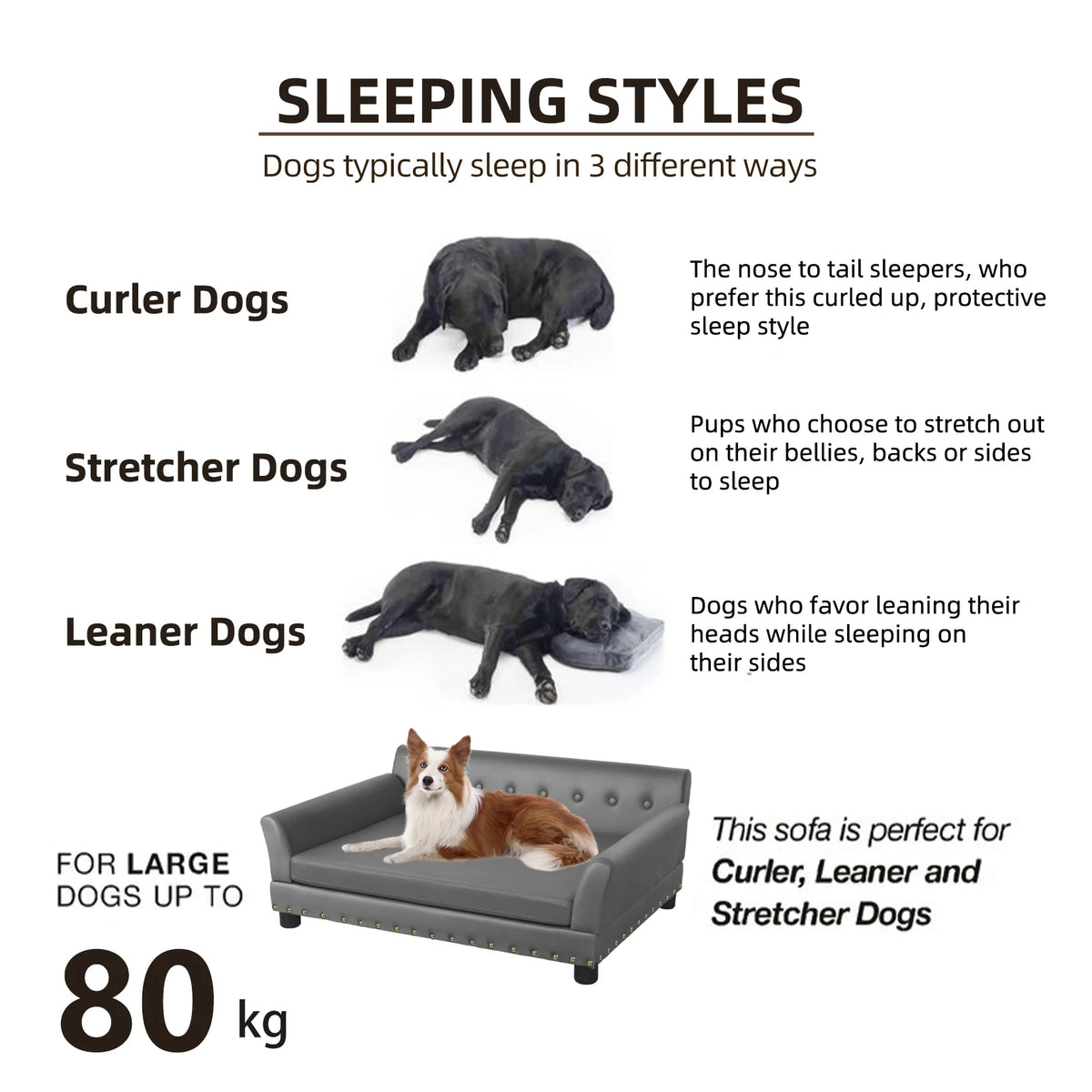 BINGOPAW Elevated Dog Bed Sofa With Microfiber Leather Cover