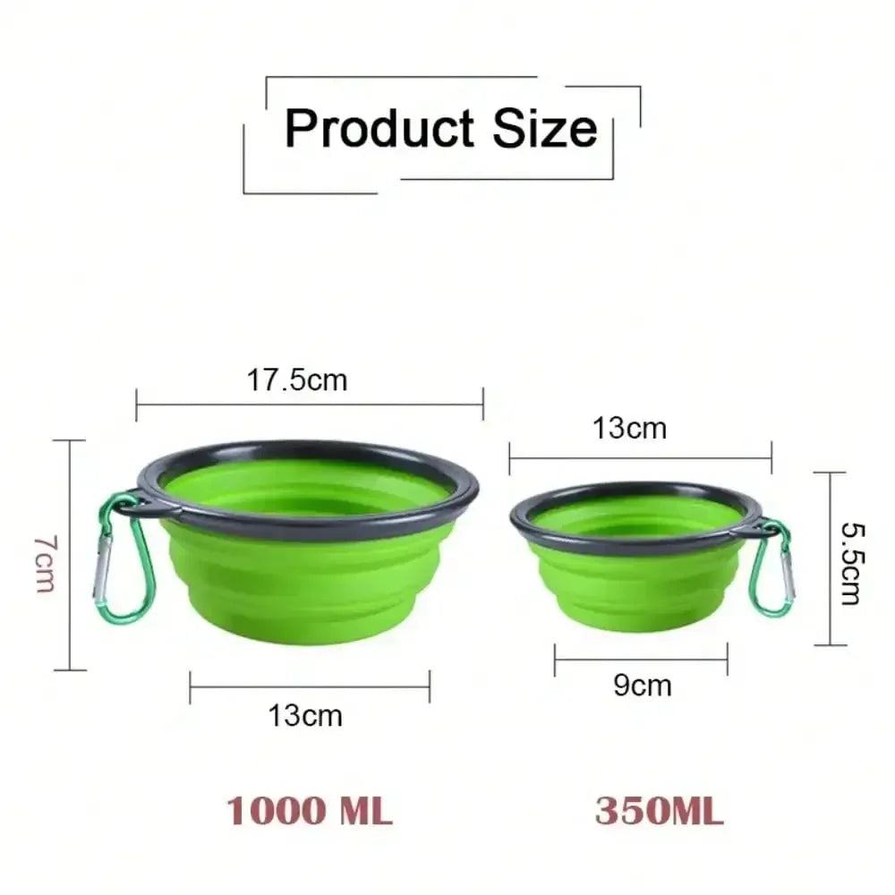 Portable Folding Silicone Pet Feeder Bowl With Carabiner