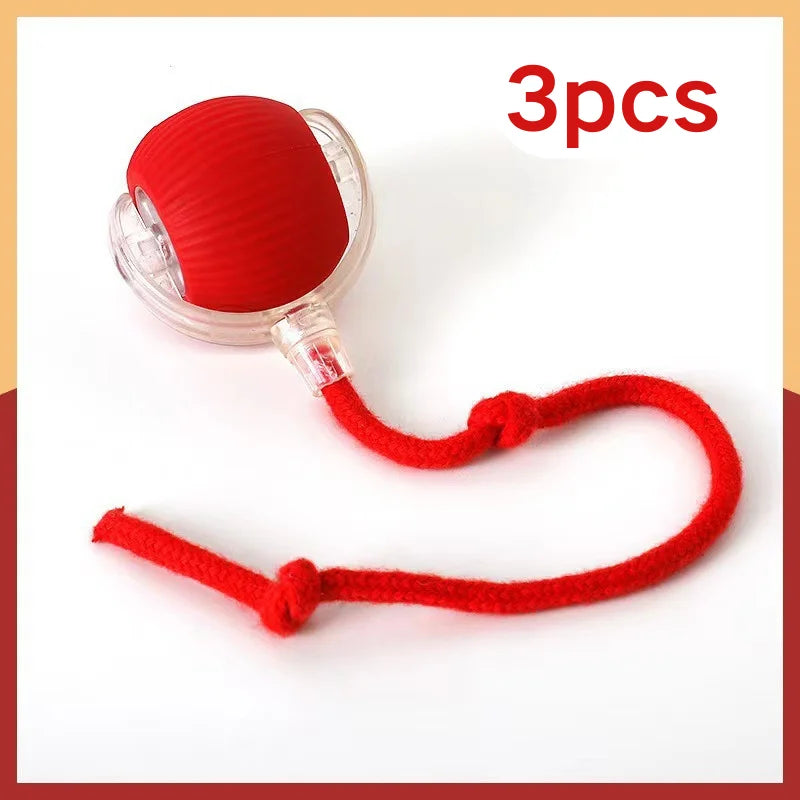 Self Moving LED Interactive Cat Toy Ball With Rope Tail
