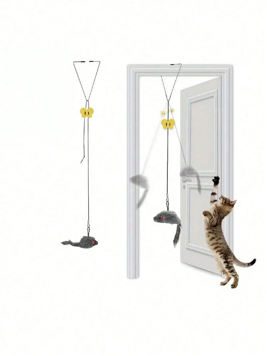 Adjustable Fleece Hanging Cat Toy For Interactive Play