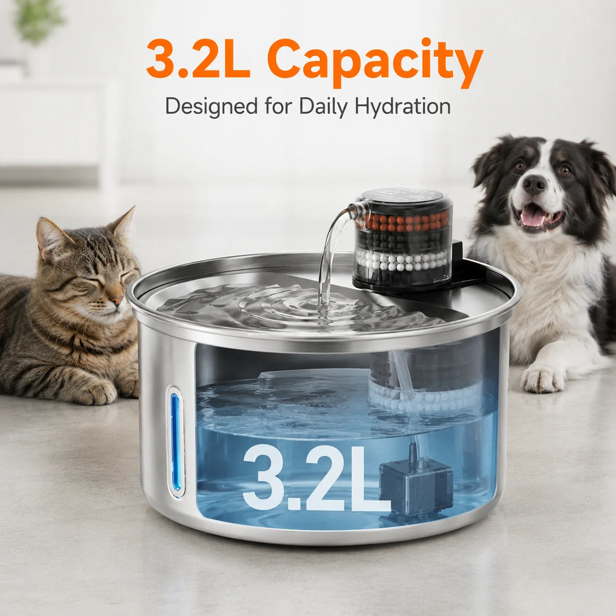 Automatic Stainless Steel Pet Water Fountain for Cats and Dogs