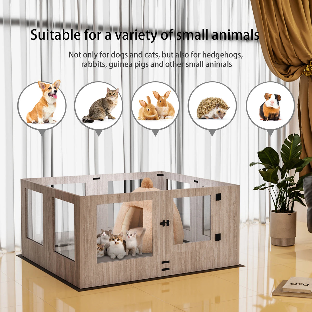 BINGOPAW Tempered Glass Dog Playpen Indoor Whelping Cage