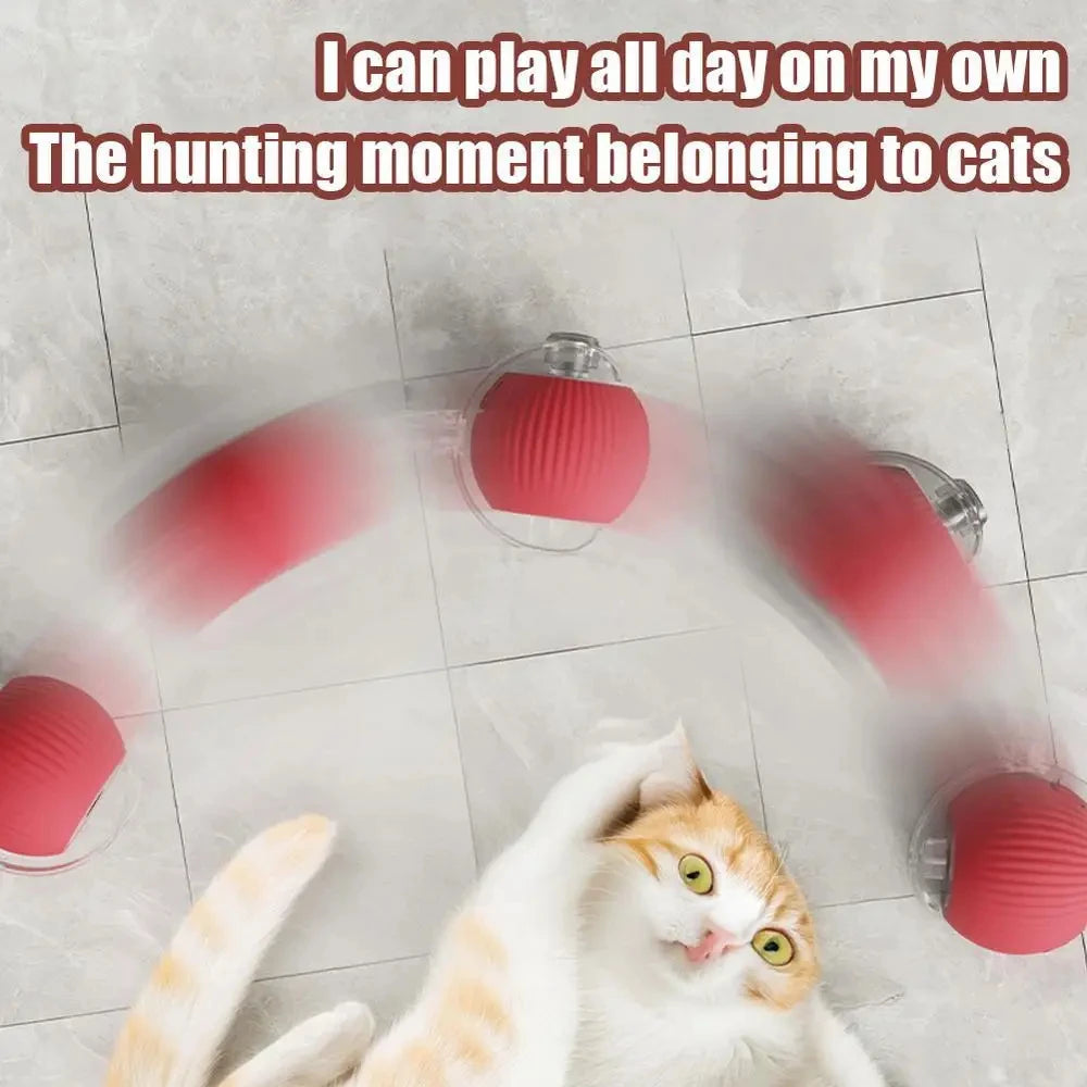Self Moving LED Interactive Cat Toy Ball With Rope Tail
