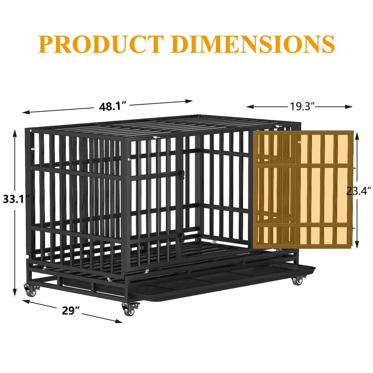 Heavy Duty Steel Dog Crate Double Door Design With Removable Tray