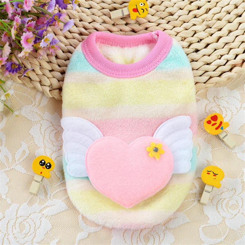 Cute Print Tea Cup Dog Sweater Winter Warm Fleece Pet Clothing