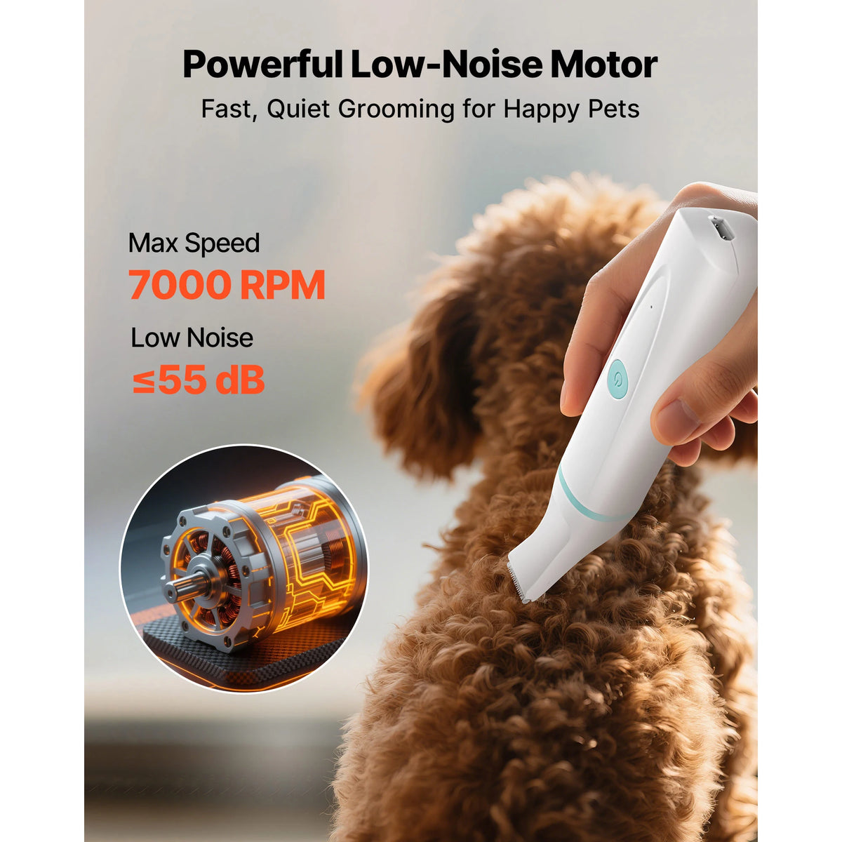 Rechargeable Cordless Dog Clippers For Pet Grooming With Detachable Blades