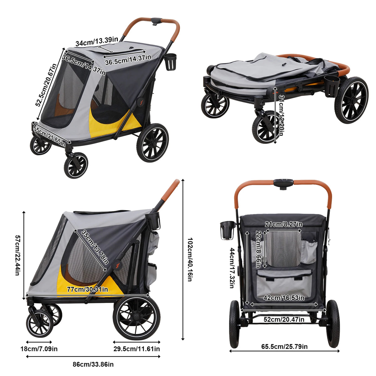 Foldable Pet Stroller For Dogs And Cats Up To 42kg