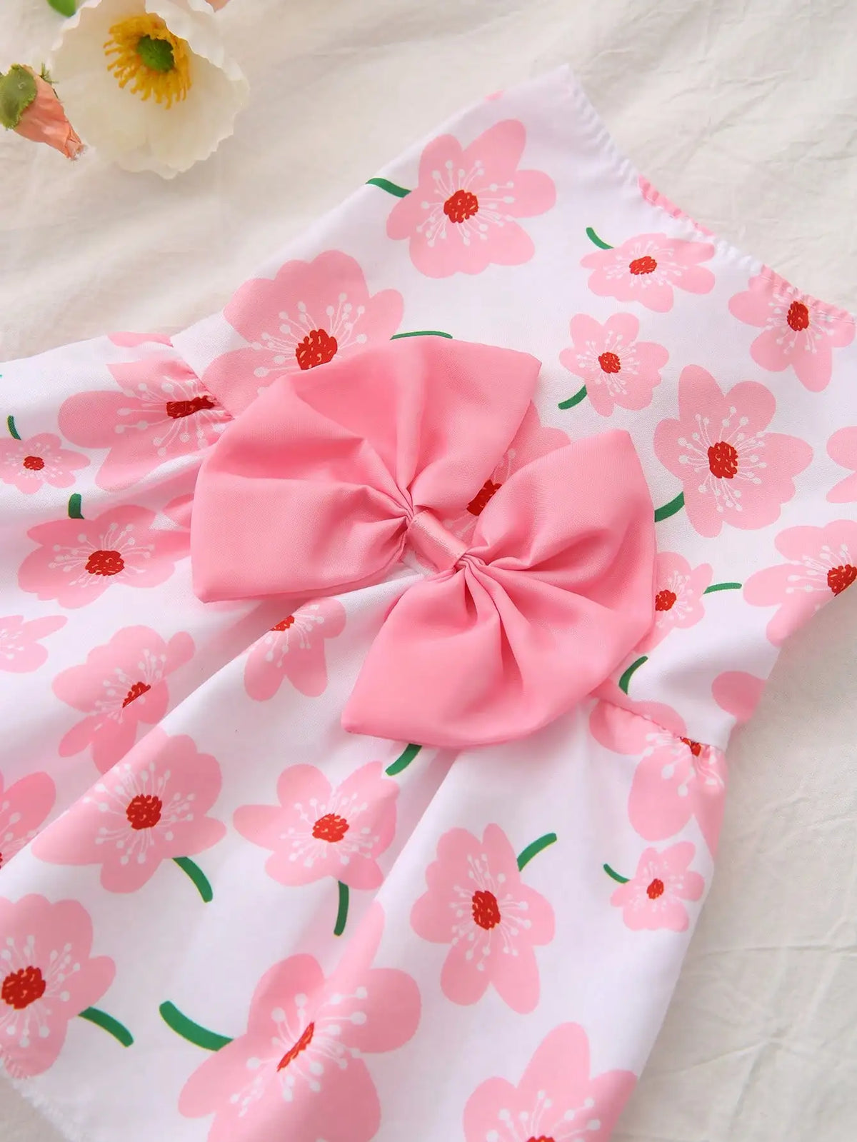 Strawberry Print Bow Dog Dress