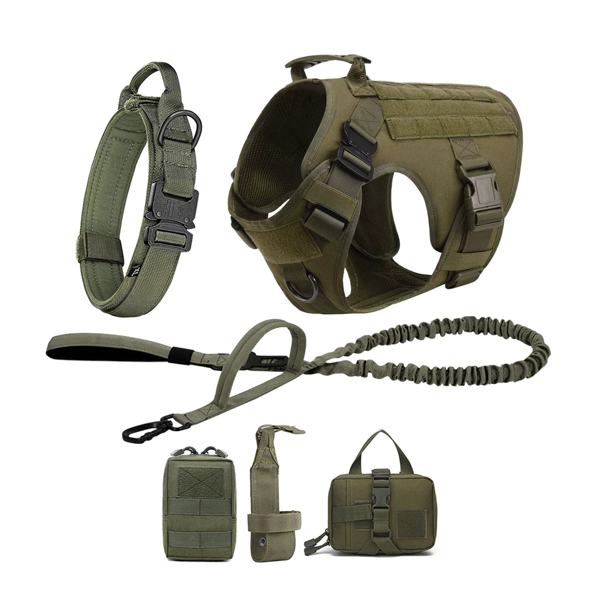 Tactical Nylon Dog Harness With Molle Pouches And Quick Release