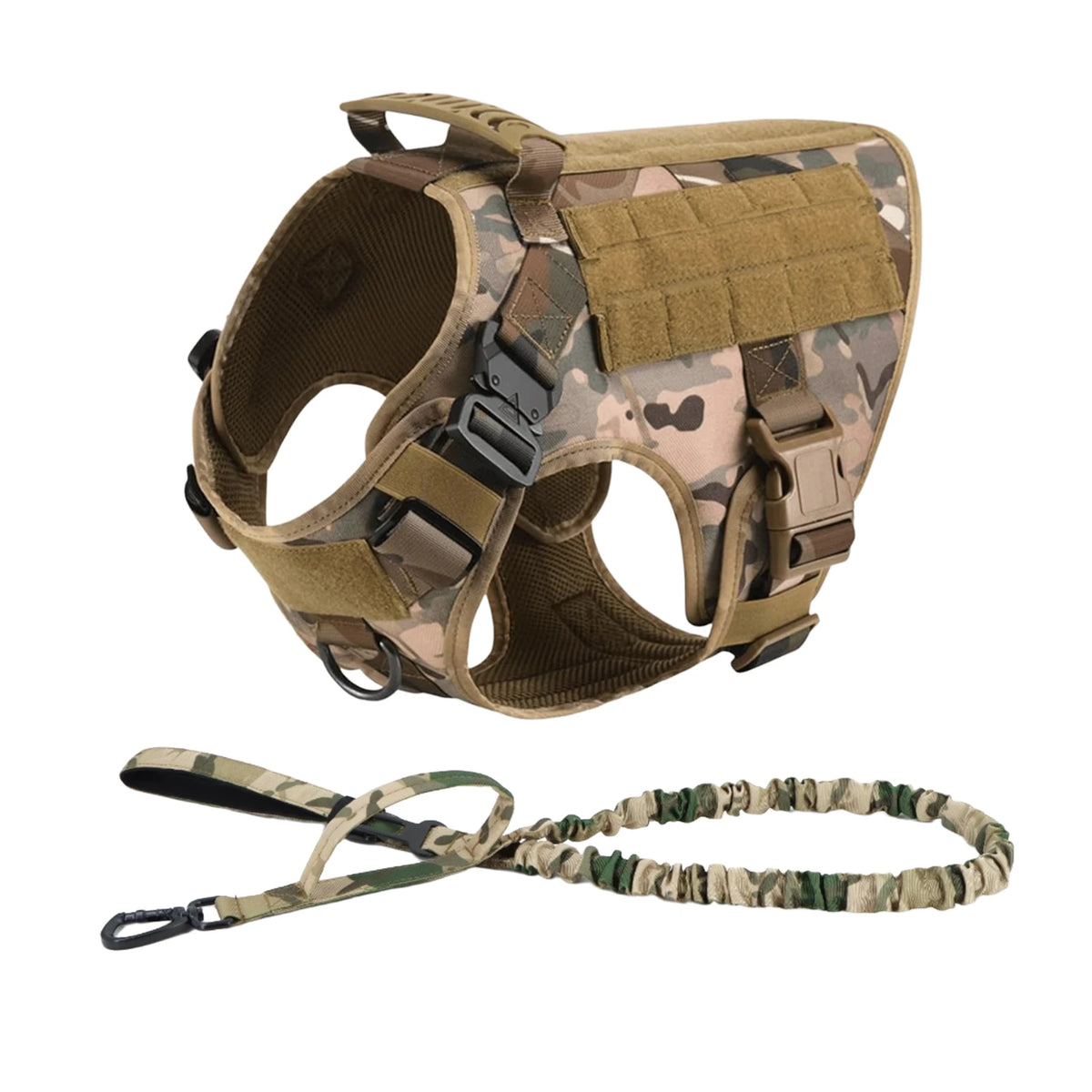 Tactical Nylon Dog Harness With Molle Pouches And Quick Release